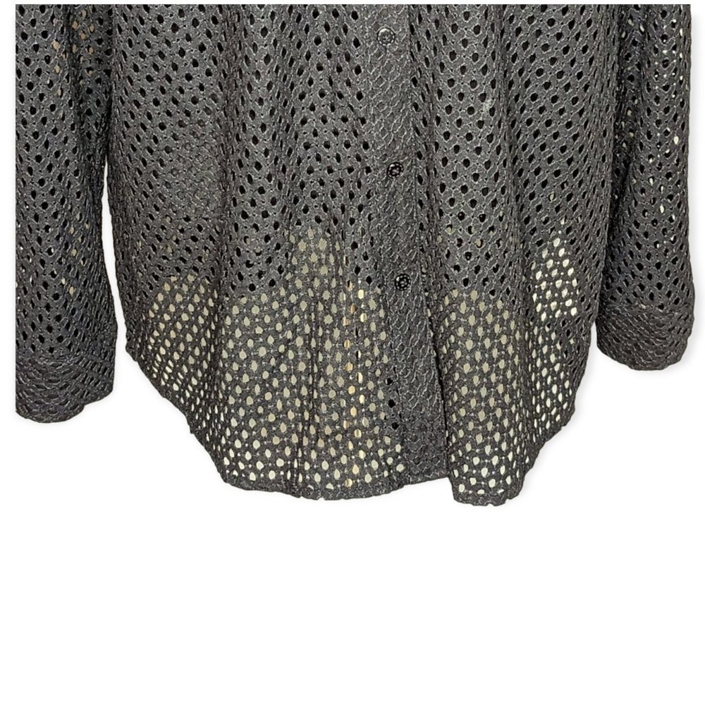 Qvc Black Button Front Long Sleeve Top Size Xl — image 4 of 8